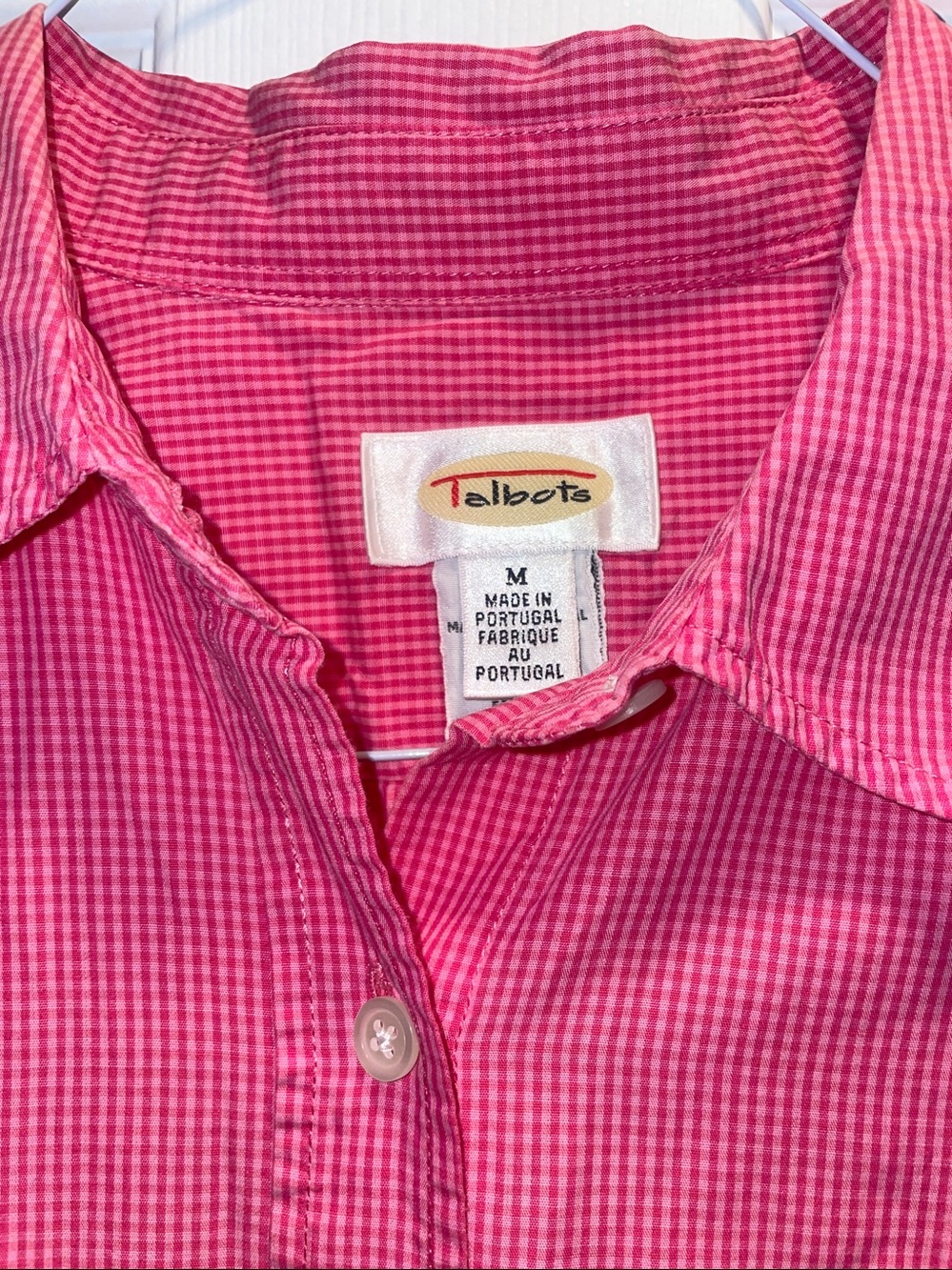 Talbots Pink Gingham Button-Front Shirt - Picture 4 of 5